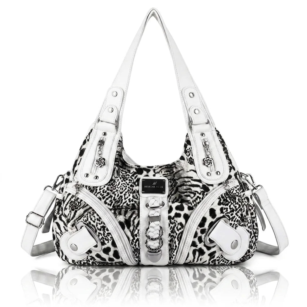 White leopard print finish